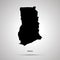 Ghana country map, simple black silhouette on gray