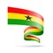 Ghana flag in the form of wave ribbon.