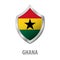 Ghana flag on metal shiny shield illustration.