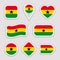 Ghana flag vector set. Ghanaian stickers collection. Isolated geometric icons. Country national symbols badges. Web