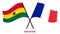 Ghana and France Flags Crossed And Waving Flat Style. Official Proportion. Correct Colors