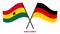 Ghana and Germany Flags Crossed And Waving Flat Style. Official Proportion. Correct Colors