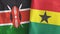 Ghana and Kenya two flags textile cloth 3D rendering