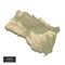 Ghana map - 3D digital high-altitude topographic map. 3D vector illustration. Colored relief  rugged terrain. Cartography and