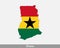 Ghana Map Flag. Map of the Republic of Ghana with the Ghanaian national flag isolated on white background. Vector Illustration