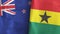 Ghana and New Zealand two flags textile cloth 3D rendering