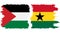 Ghana and Palestine grunge flags connection vector