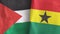 Ghana and Palestine two flags textile cloth 3D rendering
