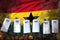 Ghana police guards protecting law against mutiny - protest fighting concept, military 3D Illustration on flag background