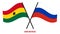 Ghana and Russia Flags Crossed And Waving Flat Style. Official Proportion. Correct Colors