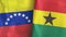Ghana and Venezuela two flags textile cloth 3D rendering