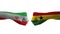 Ghana VS Iran hand flag Man hands patterned football world cup