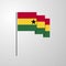 Ghana waving Flag creative background