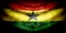 Ghana wavy flag in grunge style with darkened edges. Aged texture. 3d render