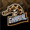 Gharial crocodile mascot. esport logo design