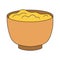 Ghee butter. Traditional Indian clarified butter in a bowl. Vector illustration in simple flat style with outline