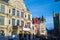 Ghent, Belgium; 10/30/2018: Nederlands Toneel Gent NTGent or NTG, a famous theatre in Sint-Baafsplein square during a sunny day