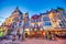 GHENT, BELGIUM - APRIL 30, 2015: View of Graslei quay and Leie river in the historic city center in Gent, Belgium. Architecture