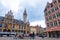 Ghent, Belgium-June 12, 2016: Old post office building and medieval buildings in Ghent