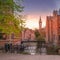 Ghent canal, clock tower, Belgium