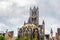 Ghent city historical center with Saint Nicholas cathedral towers, Flemish Region, Belgium