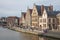 Ghent - Typical old palaces from Graselei street from 16. - 18. cent.