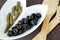 Gherkin pickles with black olives