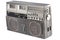 `ghetto blaster` - vintage portable stereo boombox radio cassette recorder from 80s isolated on white background