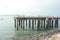 Ghost Abandoned pier with grass in foreground