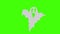 Ghost animation, flat design on green screen chroma key, halloween graphic element