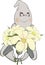 Ghost and bunch of flowers cartoon