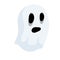 Ghost. Funny flying spirit.The Halloween element. Icon of death. Flat cartoon illustration. White cute character