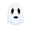 Ghost.The Halloween element. White cute character. Icon of death. Flat cartoon illustration. Funny flying spirit