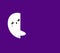 Ghost is hiding beside purple background