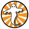 Ghost icon with orange rays