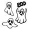 Ghost. Lettering Boo. A set of ghosts. Halloween element design.