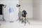 Ghost mannequin with modern clothes in professional photo studio