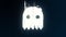 Ghost pacman glitched icon. Distorted artifacts casper halloween symbol