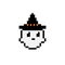 Ghost pixel wearing hat image. vector illustration