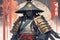 Ghost Samurai, samurai warrior bound by a ghostly curse, wearing shabby samurai armor