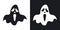 Ghost silhouette, halloween illustration. Vector icon on black and white background