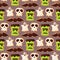 Ghost and skull zoombie head Halloween seamless pattern background vector illustration