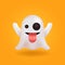 Ghost social media chat emoticon. Cute emoji. Realistic 3D render vector.