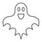 Ghost thin line icon, halloween and horror, spirit sign, vector graphics, a linear pattern on a white background.