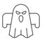 Ghost thin line icon. Scary night evil monster. Halloween party vector design concept, outline style pictogram on white