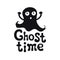 Ghost time. Halloween theme. Handdrawn lettering phrase. Design element for Halloween. Vector handwritten calligraphy