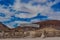 Ghost town cemetery with blue sky and cloudy day