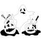 A ghost with two lovely and terrible pumpkins in the blood