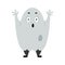 Ghost under the sheet. Funny cartoon Halloween character.
