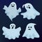 Ghost vector Halloween scary character spooky cartoon monster illustration ghosted set of night cartoon face of horror